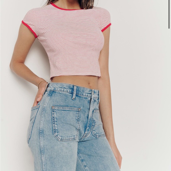 Reformation tshirt, ribbed, red stripe. - Picture 1 of 2